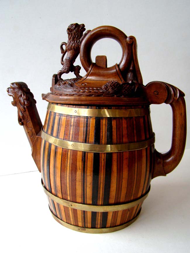 A RARE Northern European Carved Wooden Beer Jug circa 1800-1820